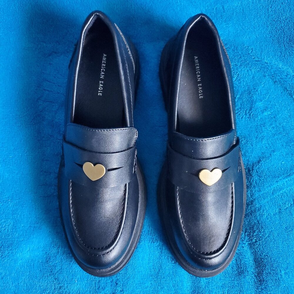 Women's Chunky Black Loafers by American Eagle Outfitters Size 8 - Picture 6 of 7